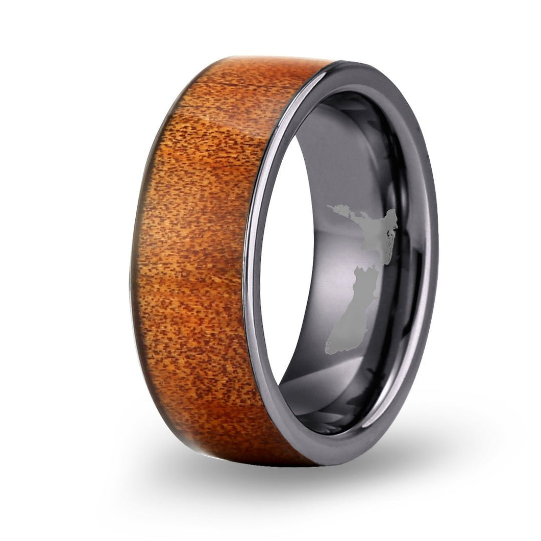 Ancient Kauri Wide Tungsten Ring - Gunmetal - Komo Kauri - Woodsman Jewelry