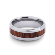 Load image into Gallery viewer, Hawaiian Koa Wood Titanium Ring - Cove - Komo Koa - Woodsman Jewelry
